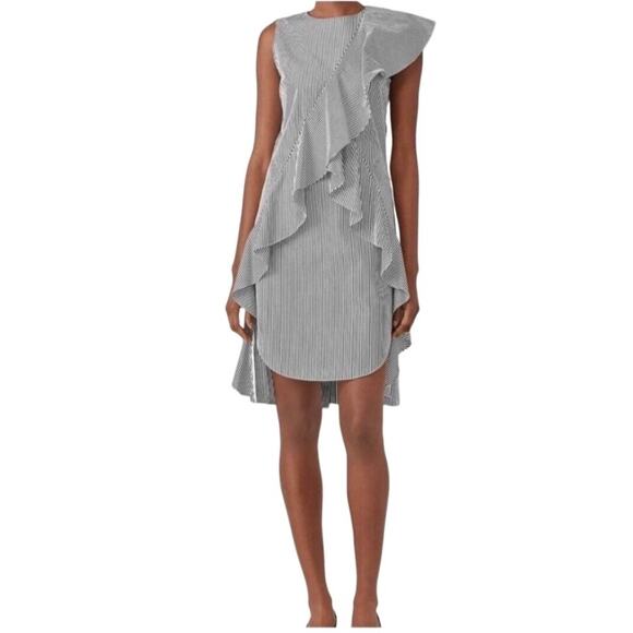 GOEN.J Ruffle Stripe Dress Sz 4 Black/White Versatile Office Business Resort Y2K - Picture 1 of 12